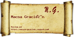 Macsa Gracián névjegykártya